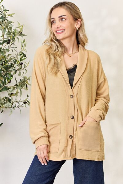 Women's Heimish Full Size Button Up Long Sleeve Cardigan