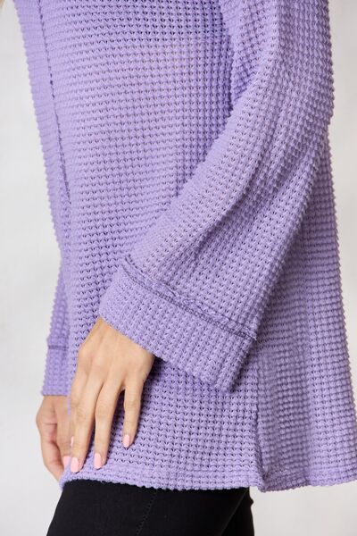 BiBi Exposed Seam Waffle Knit Top Sweater