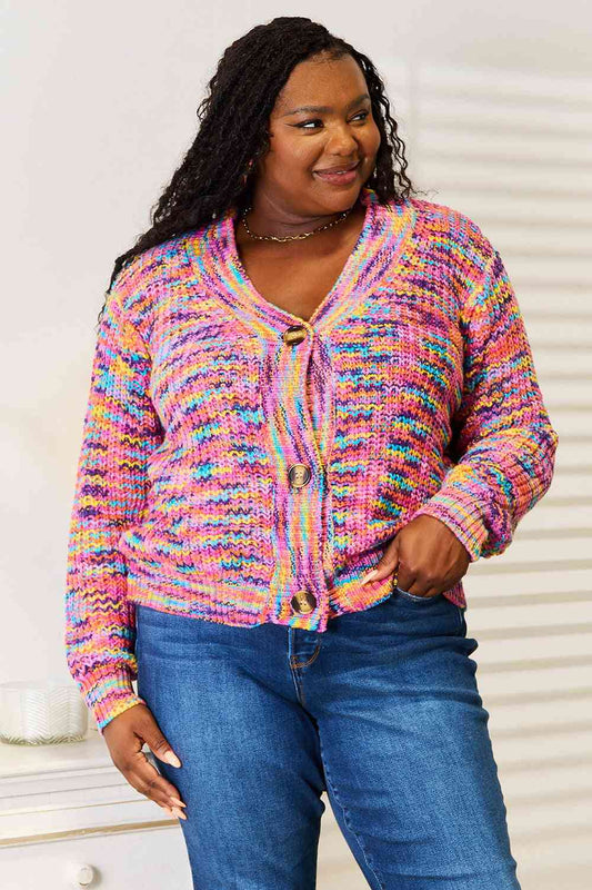 Women's Woven Right V-Neck Long Sleeve Cardigan