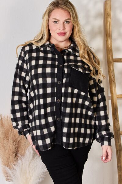 Women's Hailey & Co Full Size Plaid Button Up Jacket