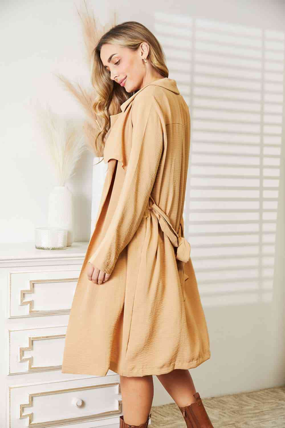 Women's Culture Code Full Size Tied Trench Coat with Pockets