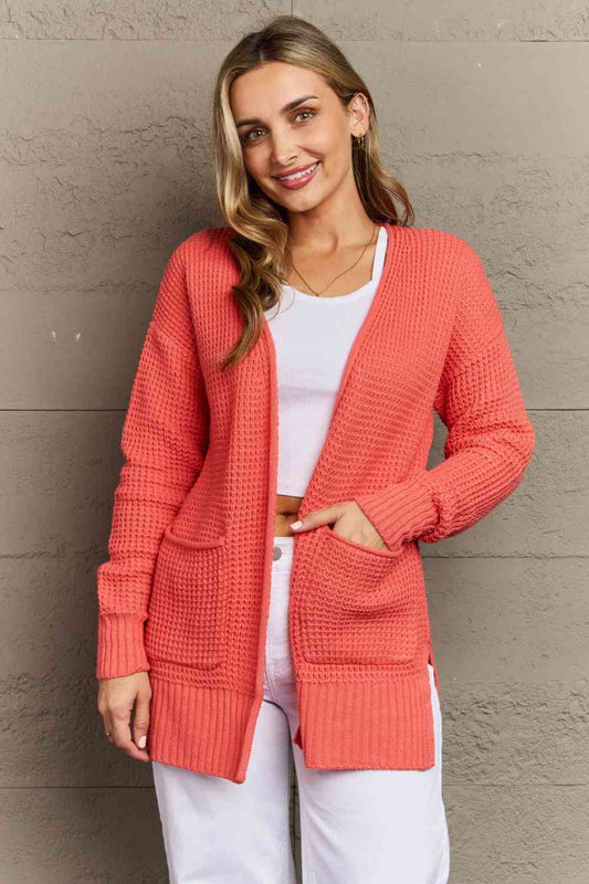 Women's Zenana Bright & Cozy Full Size Waffle Knit Cardigan