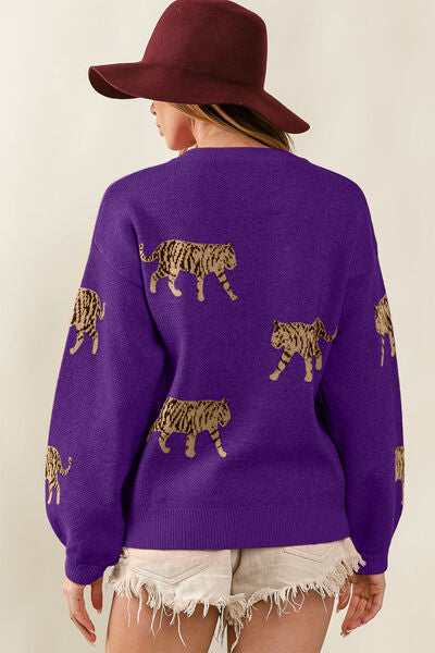 Women's BiBi Tiger Pattern Long Sleeve Sweater