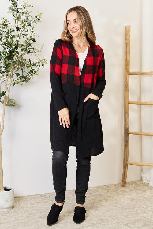 Women's Heimish Full Size Plaid Open Front Cardigan