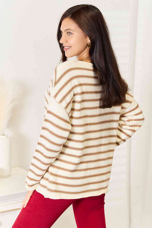 Women's Double Take Striped Boat Neck Sweater